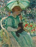 E.Phillips Fox The green parasol painting